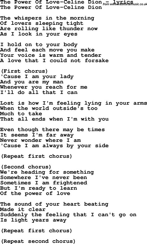 the power of love lyrics